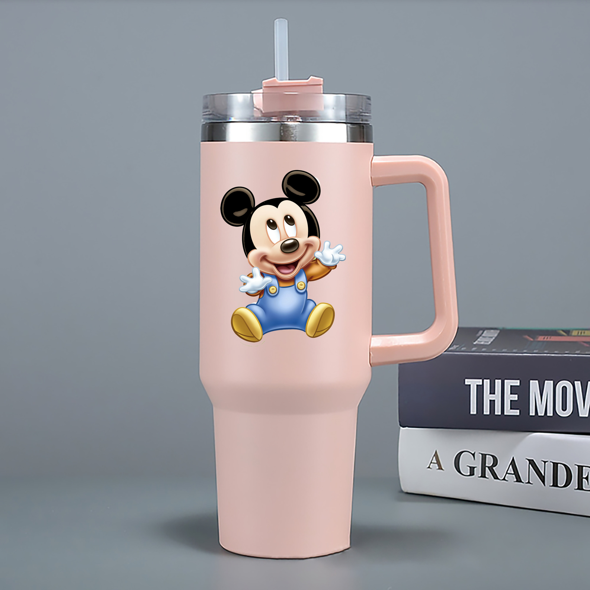 （画像用） ミッキーマウス Mickey Mouse 1200mL車用タンブラー - クリスタルステッカー（プラスチックストロー付き）
